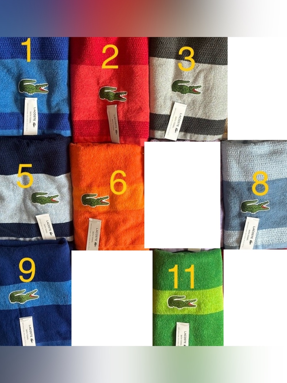 Bundle of 4 Lacoste Large Bath Spa Pool Towel 100% Cotton 30”x52” new - Picture 3 of 6